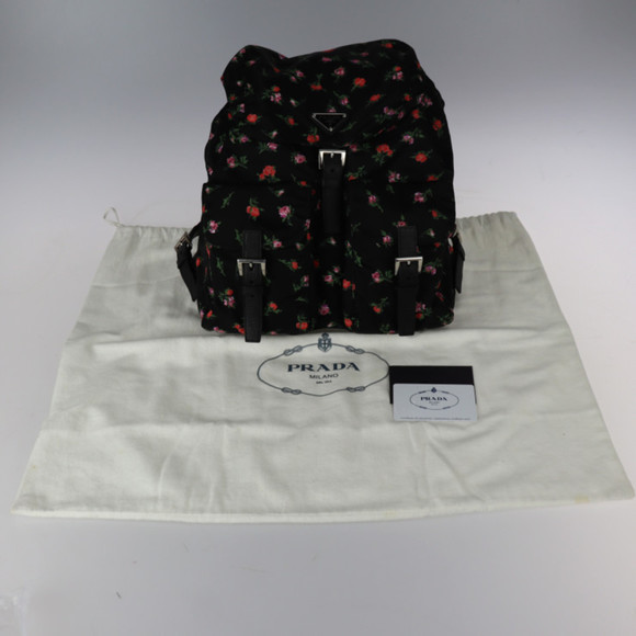 PRADA rucksack daypack 1BZ811 nylon leather black multicolor silver metal fittin - Picture 9 of 9